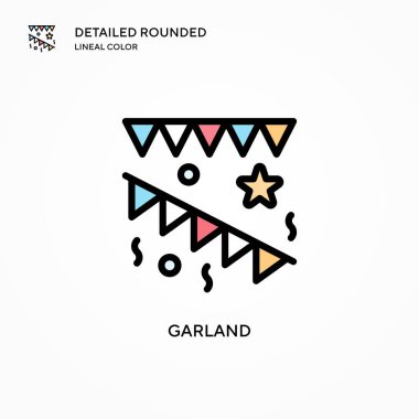 Çelenk vektör simgesi. Modern vektör illüstrasyon kavramları. Düzenlemesi ve kişiselleştirmesi kolay.