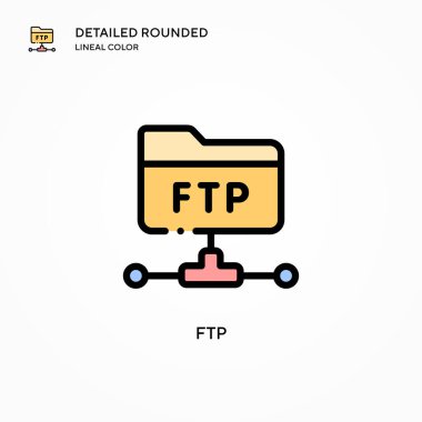 Ftp vektör simgesi. Modern vektör illüstrasyon kavramları. Düzenlemesi ve kişiselleştirmesi kolay.