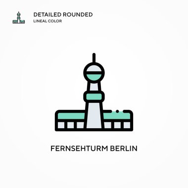 Fernsehturm Berlin vektör ikonu. Modern vektör illüstrasyon kavramları. Düzenlemesi ve kişiselleştirmesi kolay.