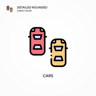 Araba vektör simgesi. Modern vektör illüstrasyon kavramları. Düzenlemesi ve kişiselleştirmesi kolay.