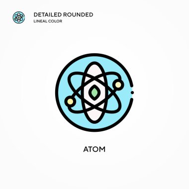 Atom vektör simgesi. Modern vektör illüstrasyon kavramları. Düzenlemesi ve kişiselleştirmesi kolay.