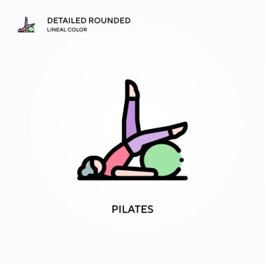 Pilates vektör simgesi. Modern vektör illüstrasyon kavramları. Düzenlemesi ve kişiselleştirmesi kolay.