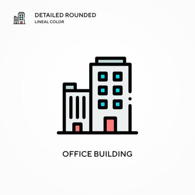 Ofis binası vektör simgesi. Modern vektör illüstrasyon kavramları. Düzenlemesi ve kişiselleştirmesi kolay.