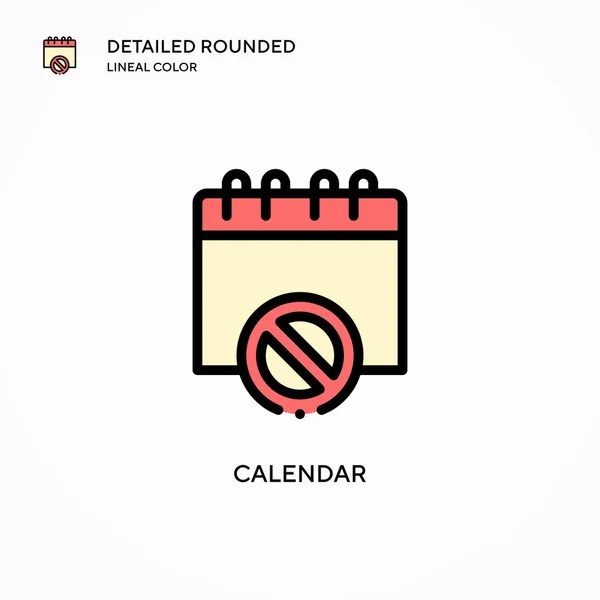 Ícone Vetor Calendário Conceitos Modernos Ilustração Vetorial Fácil Editar Personalizar — Vetor de Stock