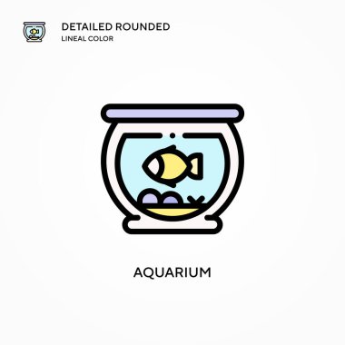 Akvaryum vektör ikonu. Modern vektör illüstrasyon kavramları. Düzenlemesi ve kişiselleştirmesi kolay.