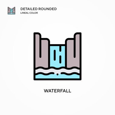 Şelale vektör simgesi. Modern vektör illüstrasyon kavramları. Düzenlemesi ve kişiselleştirmesi kolay.