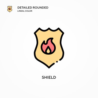 Kalkan vektör simgesi. Modern vektör illüstrasyon kavramları. Düzenlemesi ve kişiselleştirmesi kolay.