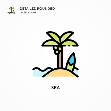 Deniz vektör simgesi. Modern vektör illüstrasyon kavramları. Düzenlemesi ve kişiselleştirmesi kolay.