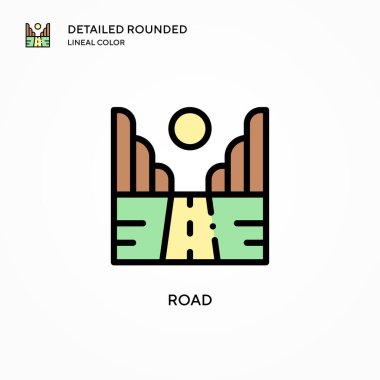 Yol vektör simgesi. Modern vektör illüstrasyon kavramları. Düzenlemesi ve kişiselleştirmesi kolay.