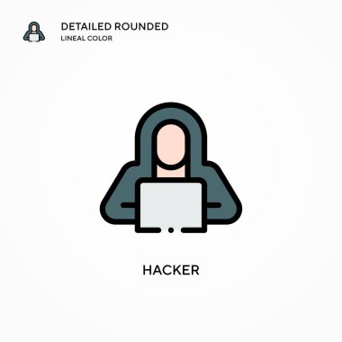 Hacker vektör simgesi. Modern vektör illüstrasyon kavramları. Düzenlemesi ve kişiselleştirmesi kolay.