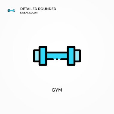 Spor salonu vektör simgesi. Modern vektör illüstrasyon kavramları. Düzenlemesi ve kişiselleştirmesi kolay.