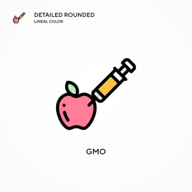 Gmo vektör simgesi. Modern vektör illüstrasyon kavramları. Düzenlemesi ve kişiselleştirmesi kolay.
