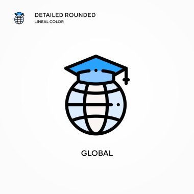 Küresel vektör simgesi. Modern vektör illüstrasyon kavramları. Düzenlemesi ve kişiselleştirmesi kolay.