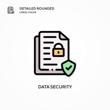 Veri güvenlik vektör simgesi. Modern vektör illüstrasyon kavramları. Düzenlemesi ve kişiselleştirmesi kolay.