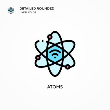 Atom vektör simgesi. Modern vektör illüstrasyon kavramları. Düzenlemesi ve kişiselleştirmesi kolay.