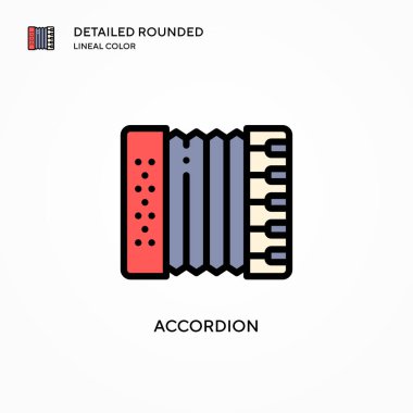 Akordiyon vektör simgesi. Modern vektör illüstrasyon kavramları. Düzenlemesi ve kişiselleştirmesi kolay.