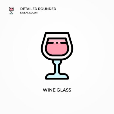 Şarap kadehi vektör simgesi. Modern vektör illüstrasyon kavramları. Düzenlemesi ve kişiselleştirmesi kolay.