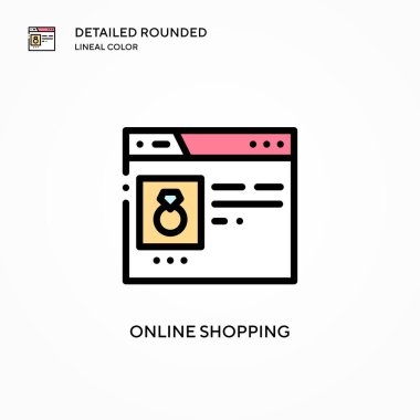 Çevrimiçi alışveriş vektör simgesi. Modern vektör illüstrasyon kavramları. Düzenlemesi ve kişiselleştirmesi kolay.