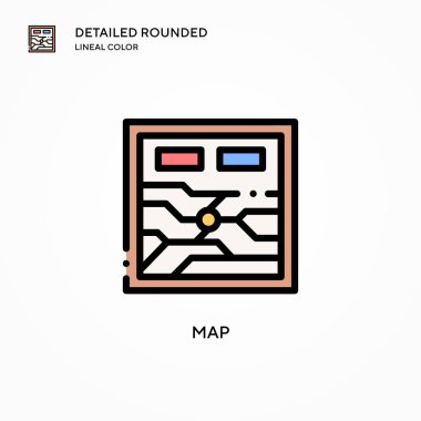 Harita vektör simgesi. Modern vektör illüstrasyon kavramları. Düzenlemesi ve kişiselleştirmesi kolay.