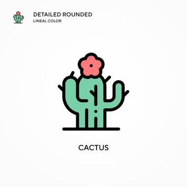 Kaktüs vektör simgesi. Modern vektör illüstrasyon kavramları. Düzenlemesi ve kişiselleştirmesi kolay.