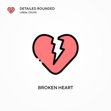 Kırık kalp vektör simgesi. Modern vektör illüstrasyon kavramları. Düzenlemesi ve kişiselleştirmesi kolay.