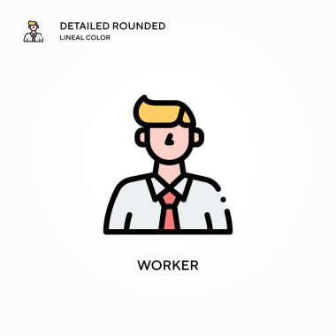İşçi vektör simgesi. Modern vektör illüstrasyon kavramları. Düzenlemesi ve kişiselleştirmesi kolay.
