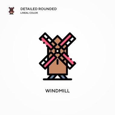 Yel değirmeni ikonu. Modern vektör illüstrasyon kavramları. Düzenlemesi ve kişiselleştirmesi kolay.