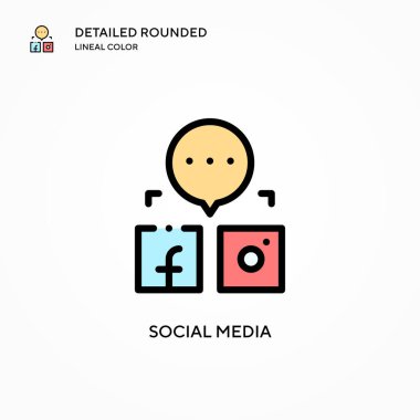 Sosyal medya vektör simgesi. Modern vektör illüstrasyon kavramları. Düzenlemesi ve kişiselleştirmesi kolay.