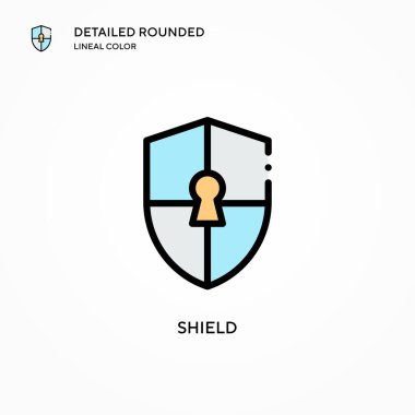 Kalkan vektör simgesi. Modern vektör illüstrasyon kavramları. Düzenlemesi ve kişiselleştirmesi kolay.