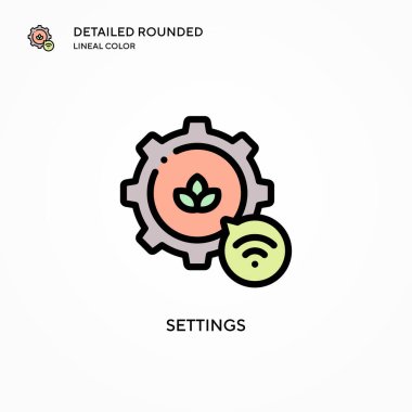 Ayarlar vektör simgesi. Modern vektör illüstrasyon kavramları. Düzenlemesi ve kişiselleştirmesi kolay.