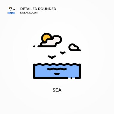 Deniz vektör simgesi. Modern vektör illüstrasyon kavramları. Düzenlemesi ve kişiselleştirmesi kolay.