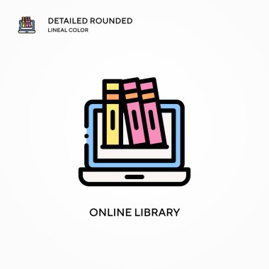 Çevrimiçi kütüphane vektör simgesi. Modern vektör illüstrasyon kavramları. Düzenlemesi ve kişiselleştirmesi kolay.