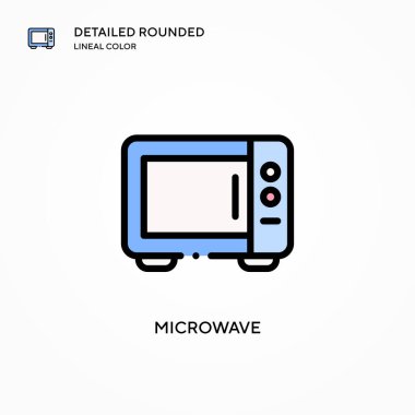 Mikrodalga vektör simgesi. Modern vektör illüstrasyon kavramları. Düzenlemesi ve kişiselleştirmesi kolay.