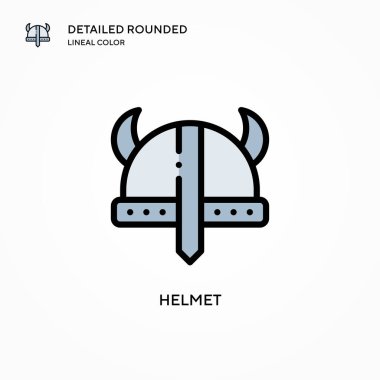 Miğfer vektör simgesi. Modern vektör illüstrasyon kavramları. Düzenlemesi ve kişiselleştirmesi kolay.