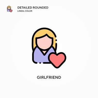 Kız arkadaş vektör simgesi. Modern vektör illüstrasyon kavramları. Düzenlemesi ve kişiselleştirmesi kolay.