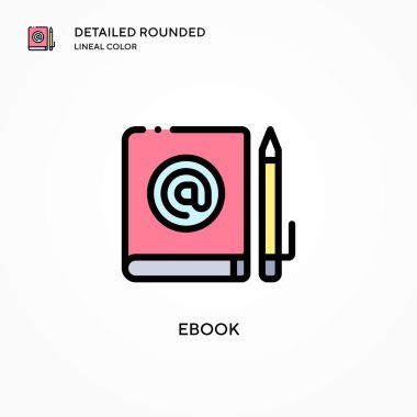 Ebook vektör simgesi. Modern vektör illüstrasyon kavramları. Düzenlemesi ve kişiselleştirmesi kolay.