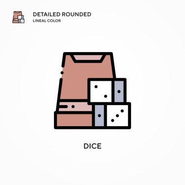 Dice vektör simgesi. Modern vektör illüstrasyon kavramları. Düzenlemesi ve kişiselleştirmesi kolay.