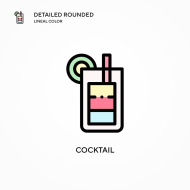Kokteyl vektör simgesi. Modern vektör illüstrasyon kavramları. Düzenlemesi ve kişiselleştirmesi kolay.