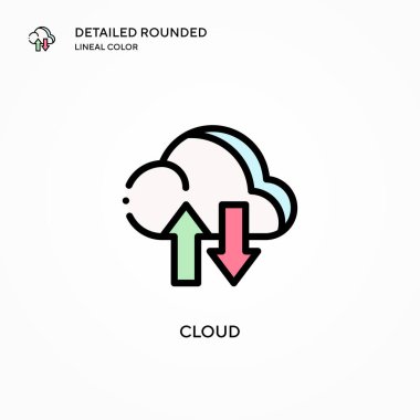 Bulut vektör simgesi. Modern vektör illüstrasyon kavramları. Düzenlemesi ve kişiselleştirmesi kolay.