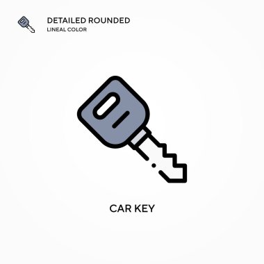 Araba anahtarı vektör simgesi. Modern vektör illüstrasyon kavramları. Düzenlemesi ve kişiselleştirmesi kolay.