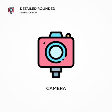 Kamera vektör simgesi. Modern vektör illüstrasyon kavramları. Düzenlemesi ve kişiselleştirmesi kolay.