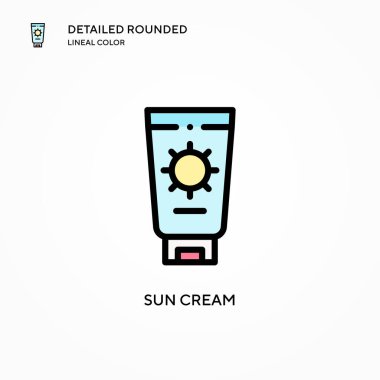 Güneş kremi ikonu. Modern vektör illüstrasyon kavramları. Düzenlemesi ve kişiselleştirmesi kolay.