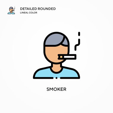 Sigara içen vektör simgesi. Modern vektör illüstrasyon kavramları. Düzenlemesi ve kişiselleştirmesi kolay.