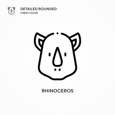 Gergedan vektör simgesi. Modern vektör illüstrasyon kavramları. Düzenlemesi ve kişiselleştirmesi kolay.