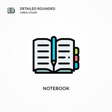 Not defteri vektör simgesi. Modern vektör illüstrasyon kavramları. Düzenlemesi ve kişiselleştirmesi kolay.