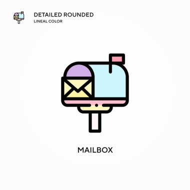 Posta kutusu vektör simgesi. Modern vektör illüstrasyon kavramları. Düzenlemesi ve kişiselleştirmesi kolay.
