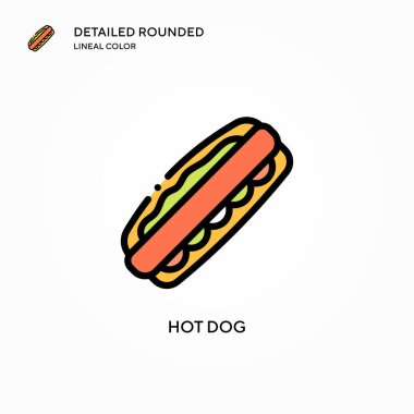 Hot dog vektör simgesi. Modern vektör illüstrasyon kavramları. Düzenlemesi ve kişiselleştirmesi kolay.