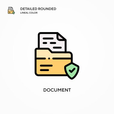 Belge vektör simgesi. Modern vektör illüstrasyon kavramları. Düzenlemesi ve kişiselleştirmesi kolay.
