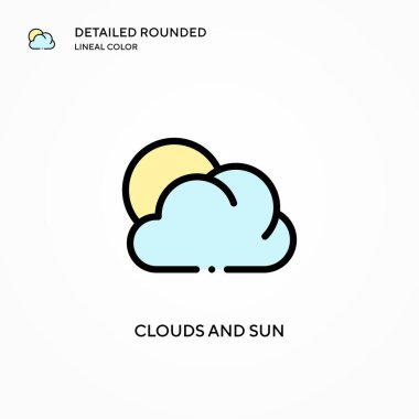 Bulutlar ve güneş vektör simgesi. Modern vektör illüstrasyon kavramları. Düzenlemesi ve kişiselleştirmesi kolay.