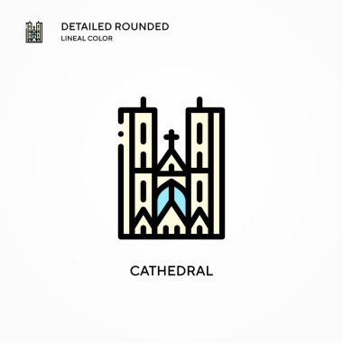 Katedral vektör simgesi. Modern vektör illüstrasyon kavramları. Düzenlemesi ve kişiselleştirmesi kolay.